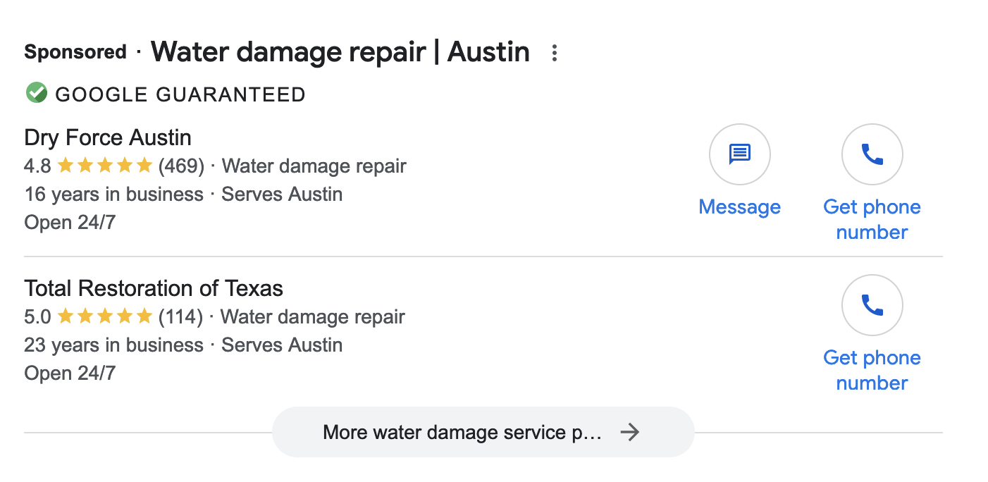 Local Service Ads for Home Water Damage Service